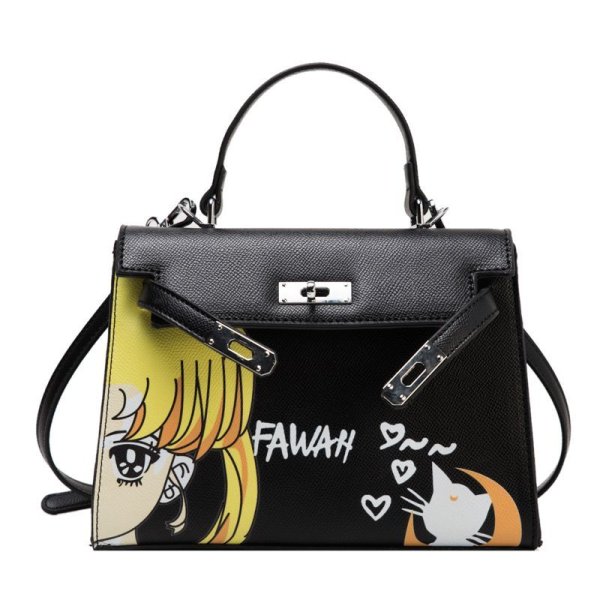 画像1: Comic print mini 2-way tote shoulder bag　コミックプリントスモールシンプルトートショルダー２WAYバッグ (1)