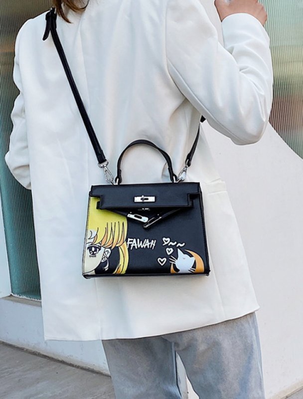 画像7: Comic print mini 2-way tote shoulder bag コミックプリントスモールシンプルトートショルダー2WAYバッグ (7)