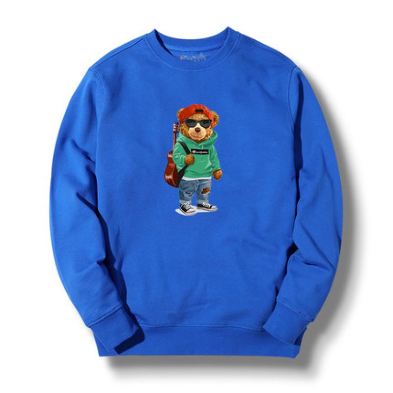 画像4: cartoon bear Over Size pullover オーバーサイズ ユニセックス 男女兼用ギターベアートレーナ (4)