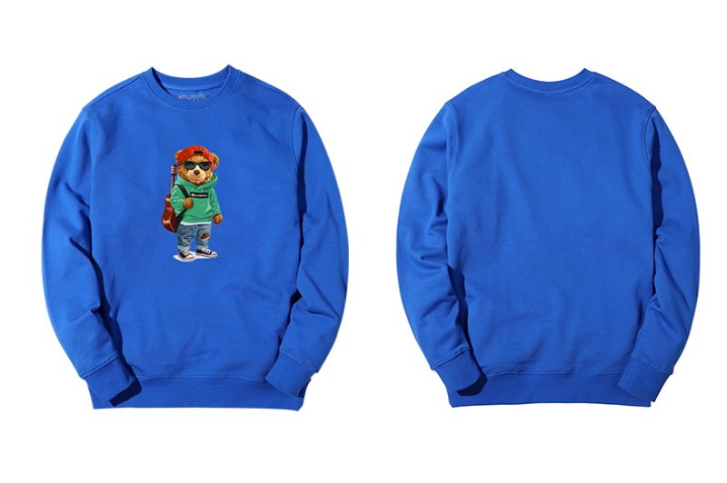 画像8: cartoon bear Over Size pullover オーバーサイズ ユニセックス 男女兼用ギターベアートレーナ (8)