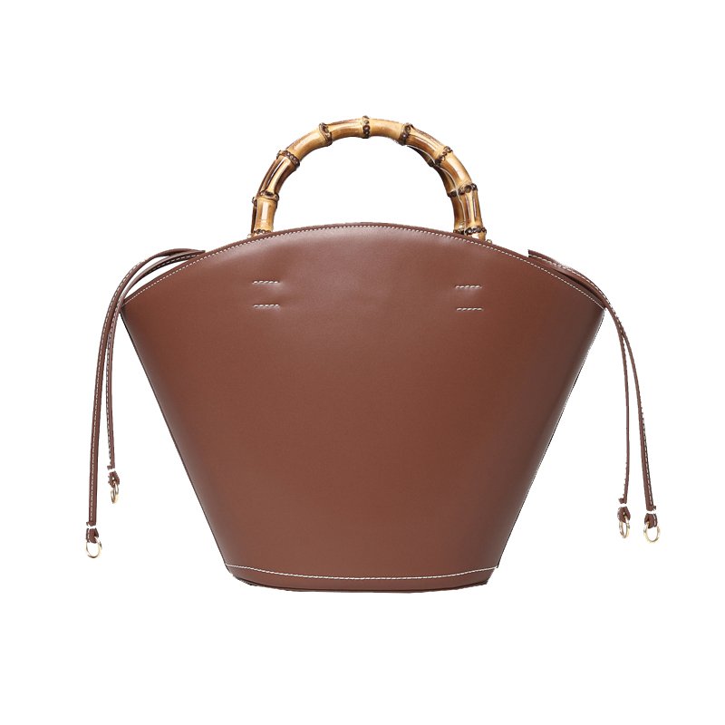 画像1:  bamboo shell bag  tote bag　本革レザーシェル型バンブートートバッグ (1)