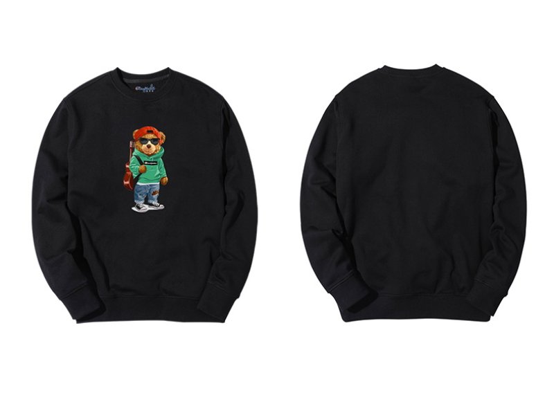 画像5: cartoon bear Over Size pullover オーバーサイズ ユニセックス 男女兼用ギターベアートレーナ (5)