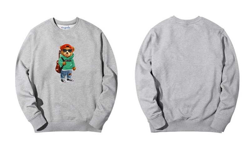 画像6: cartoon bear Over Size pullover オーバーサイズ ユニセックス 男女兼用ギターベアートレーナ (6)