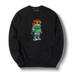 画像1: cartoon bear Over Size pullover オーバーサイズ ユニセックス 男女兼用ギターベアートレーナ (1)