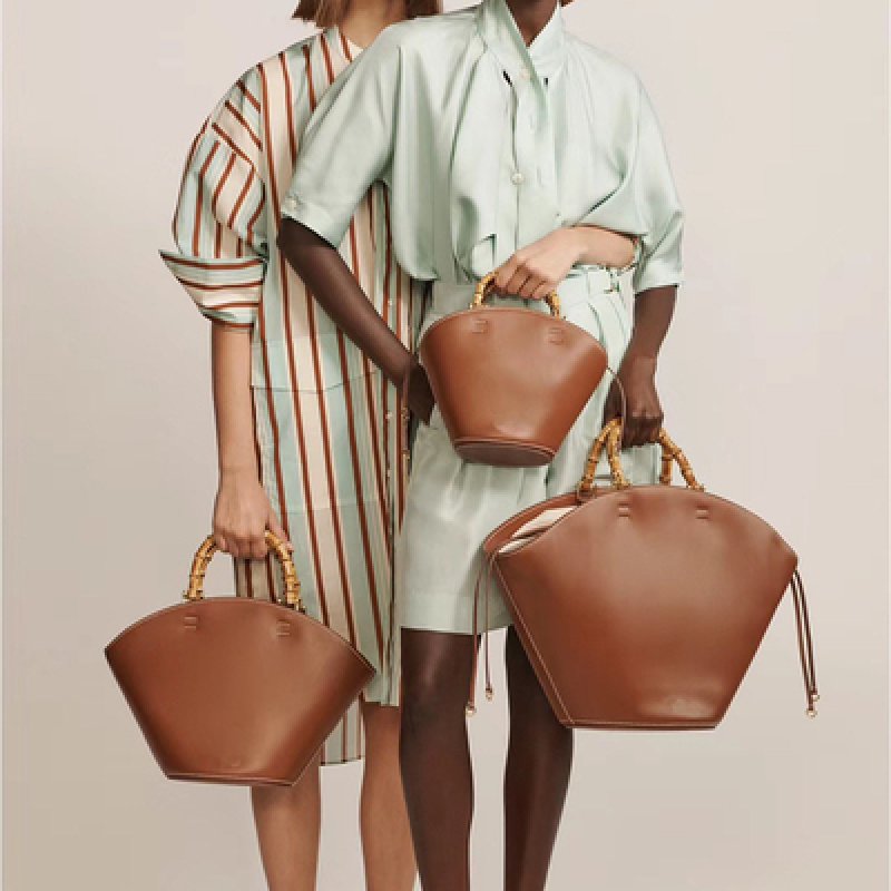 画像2:  bamboo shell bag  tote bag　本革レザーシェル型バンブートートバッグ (2)