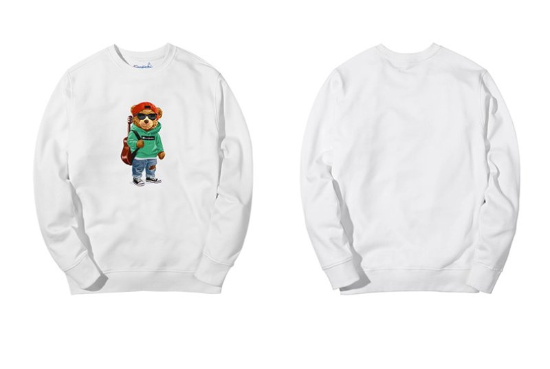 画像7: cartoon bear Over Size pullover オーバーサイズ ユニセックス 男女兼用ギターベアートレーナ (7)