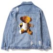 画像1: New Men's Embroidery Bear Bear Denim Damage G Jean Jacket men and women メンズ ユニセックス 男女兼用 刺繍ベアー熊デニムダメージGジャン　ジャケット (1)