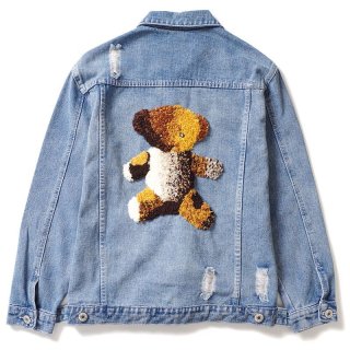 unisex pooh embroidery Denim Jacket G Jean ユニセックス 男女兼用熊