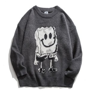 New men's and women's SpongeBob Please smile print casual