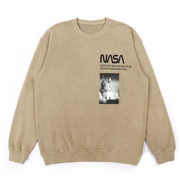 画像1: NASA Letter Print Trainer Round Neck Pullover  ナサレタープリントプルオーバー オーバーサイズ ユニセックス 男女兼用 (1)