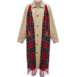 画像4: Over sized loose trench coat  reversible checked-scarf trench coat  男女兼用 リバーシブル チェックストール マフラー付き オーバーサイズ ライトウェイト チェック ノーボタン トレンチコートロングコート (4)