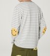 画像6: arm smiley print retro style striped long-sleeved t-shirt Round Neck Pullover  アームスマイリープリントストライプ長袖Tシャツプルオーバー オーバーサイズ ユニセックス 男女兼用 (6)