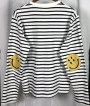画像9: arm smiley print retro style striped long-sleeved t-shirt Round Neck Pullover  アームスマイリープリントストライプ長袖Tシャツプルオーバー オーバーサイズ ユニセックス 男女兼用 (9)