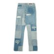 画像2: Men's Cut Patch Embroidered Patch Jeans Trousers 　メンズ カット刺繍パッチジーンズパンツ男女兼用 (2)