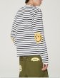 画像4: arm smiley print retro style striped long-sleeved t-shirt Round Neck Pullover  アームスマイリープリントストライプ長袖Tシャツプルオーバー オーバーサイズ ユニセックス 男女兼用 (4)
