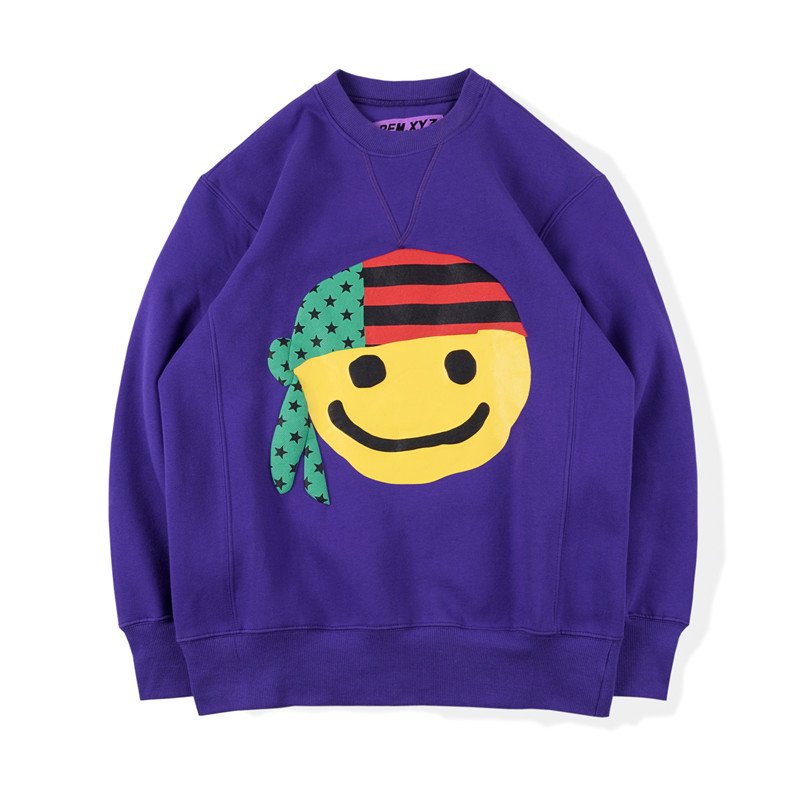 画像2: turban smiley face long-sleeved t-shirt Round Neck Pullover  ターバンスマイリーフェイス長袖スウェットプルオーバートレーナー  ユニセックス 男女兼用 (2)