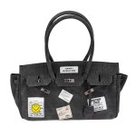 画像3: Woman’s smiley＆ large-capacity denim platinum bag underarm bag single shoulder Kelly bag スマイリーエンブレム付きデニムショルダートートバッグ (3)