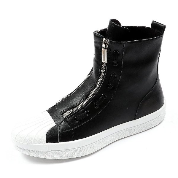 画像1:  Men's Zipper Martin British Style boots High Top Sneakers　レザージッパーマーティンハイカットブーツ スニーカー (1)