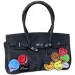 画像2: Woman’s smiley＆ large-capacity denim platinum bag underarm bag single shoulder Kelly bag スマイリーエンブレム付きデニムショルダートートバッグ (2)