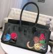 画像7: Woman’s smiley＆ large-capacity denim platinum bag underarm bag single shoulder Kelly bag スマイリーエンブレム付きデニムショルダートートバッグ (7)