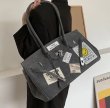 画像6: Woman’s smiley＆ large-capacity denim platinum bag underarm bag single shoulder Kelly bag スマイリーエンブレム付きデニムショルダートートバッグ (6)