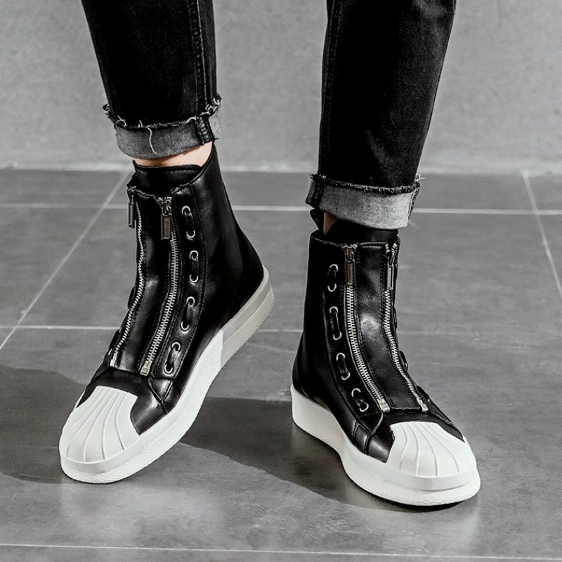 画像5:  Men's Zipper Martin British Style boots High Top Sneakers　レザージッパーマーティンハイカットブーツ スニーカー (5)