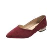 画像2: women's new wild pearl shallow mouth low heel flat shoes pump 　フラットパールヒールパンプスパンプス　  (2)