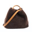 画像4: Woman’s lamb hair  bucket tote shoulder bag plush bag  ラム＆レザーバケットトートショルダーバッグ (4)