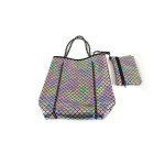 画像4: Wetsuit Metallic Neoprene custom punching diving material fashionable shoulder bag ウェットスーツ ネオプレン生地 メタリック ダイビング トートショルダー軽量バッグ (4)