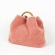 画像2: Woman’s lamb hair  bucket tote shoulder bag plush bag  ラム＆レザーバケットトートショルダーバッグ (2)