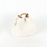 画像3: Woman’s lamb hair  bucket tote shoulder bag plush bag  ラム＆レザーバケットトートショルダーバッグ (3)