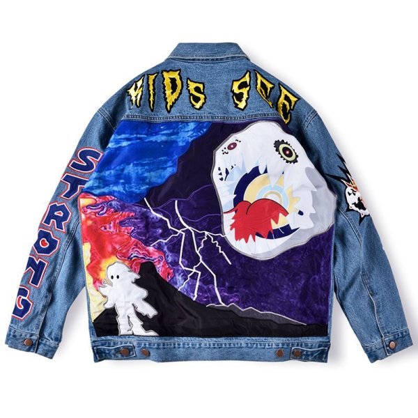 画像1: New Men's Travis Scott Astrowrld Jacket Washed Embroidered Denim All-match Jacket G Jean Jacket men and women メンズ ユニセックス 男女兼用ウォッシュ刺繍デニム デニムGジャン　ジャケット (1)