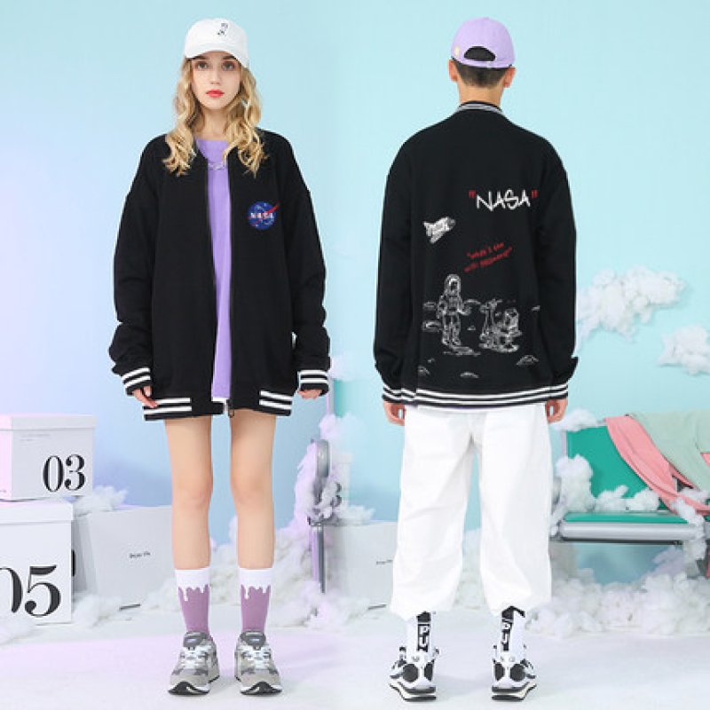 画像4: Unisex NASA baseball uniform jacket blouson ユニセックス 男女兼用 ナサ スタジアムジャンパー スタジャン MA-1 ボンバー ジャケット ブルゾン (4)