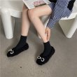 画像4: women's Pearl ribbon Fur flat pumps with fluffy　フラットパールリボン付きファーパンプス (4)