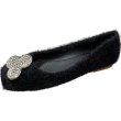 画像1: women'sRhinestone buckle fluffy fur flat pumps　フラットラインストーンバックルもこもこファーフラットパンプス (1)