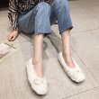 画像5: women's Pearl ribbon Fur flat pumps with fluffy　フラットパールリボン付きファーパンプス (5)