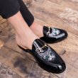 画像2: British Emblem bit moccasin slip on loafers shoes メンズ 男女兼用 イギリス調 キャラクターモチーフ ブリティッシュ オープンバック スリッポン スリッパ ローファー (2)