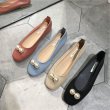 画像4: women's Square toe shallow mouth pearl  flat pumps shoes　パール付きフラットパンプス (4)