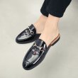 画像6: British Emblem bit moccasin slip on loafers shoes メンズ 男女兼用 イギリス調 キャラクターモチーフ ブリティッシュ オープンバック スリッポン スリッパ ローファー (6)