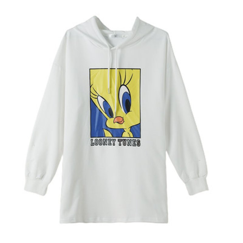 画像3: Tweety Oversized loose long sleeve pullover sweat shirt hoodie Looney Tunes トゥイーティー オーバーサイズ プリントプルオーバ ートレーナー パーカー ルーニー・テューンズ (3)