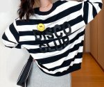 画像6: Striped smile round neck sweater 　ボーダー＆スマイルニコちゃんプルオーバーセーターウール セーターチュニック男女兼用 (6)