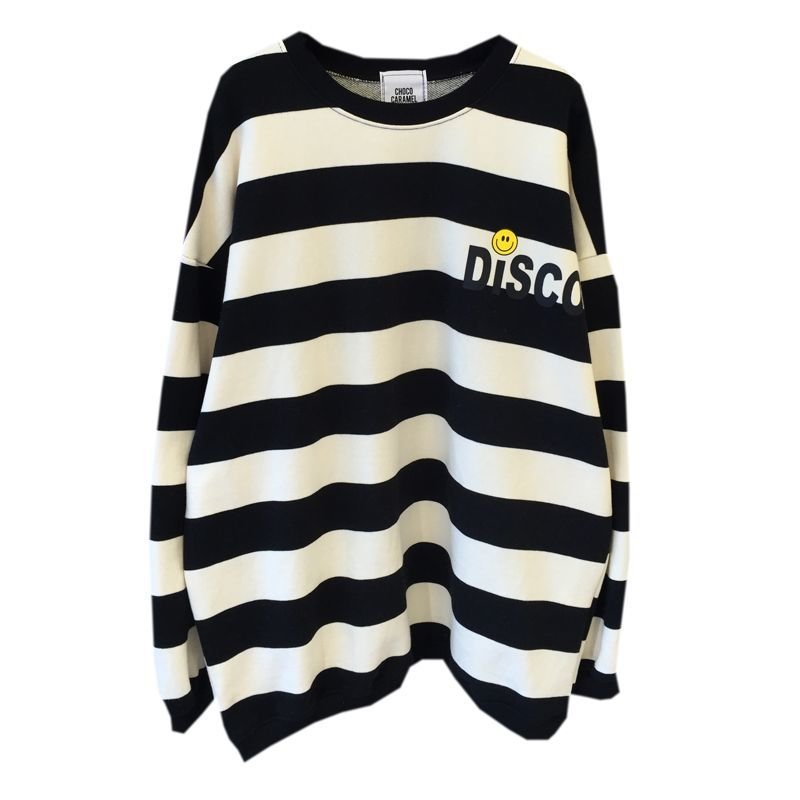 画像9: Striped smile round neck sweater 　ボーダー＆スマイルニコちゃんプルオーバーセーターウール セーターチュニック男女兼用 (9)