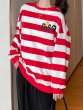画像8: Striped smile round neck sweater 　ボーダー＆スマイルニコちゃんプルオーバーセーターウール セーターチュニック男女兼用 (8)