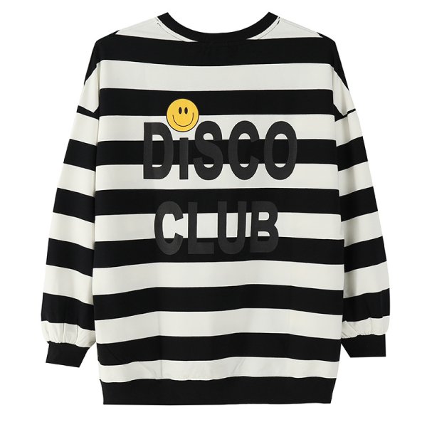 画像1: Striped smile round neck sweater 　ボーダー＆スマイルニコちゃんプルオーバーセーターウール セーターチュニック男女兼用 (1)