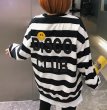 画像4: Striped smile round neck sweater 　ボーダー＆スマイルニコちゃんプルオーバーセーターウール セーターチュニック男女兼用 (4)