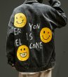 画像4: graffiti smiley face denim jacket  Blouson  　デニムスマイルフェイスGジャン ジャケット ブルゾン 男女兼用 (4)