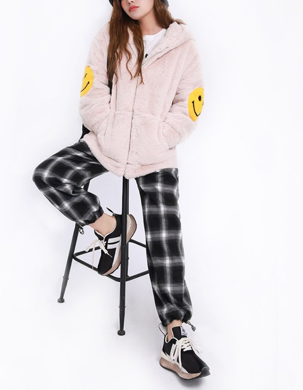 画像10: Faux fur hoody with smile  スマイル付きフェイクファーフーディ パーカー (10)