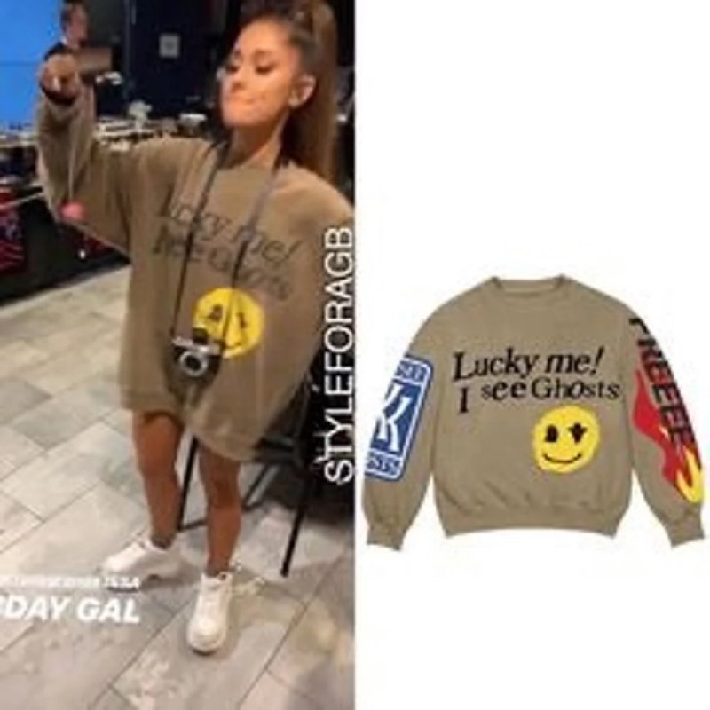 画像5: NAGRI Lucky me! I see Ghosts Print Kanye West Hip Hop Cotton Smile Smiley Sweatshirt  ラッキーミー ヒップホップスウェット コットンプルオーバートレーナー ユニセックス男女兼用  (5)