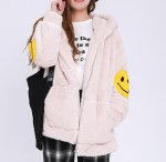画像3: Faux fur hoody with smile 　スマイル付きフェイクファーフーディ　パーカー (3)
