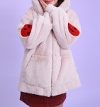 画像4: Faux fur hoody with smile 　スマイル付きフェイクファーフーディ　パーカー (4)